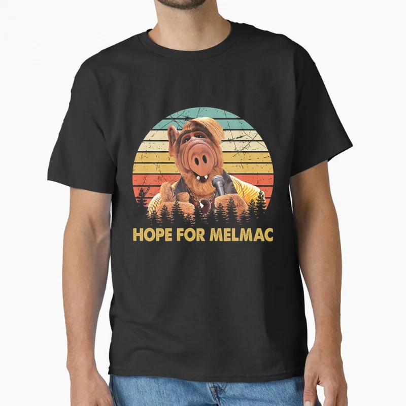 

hope for melmac 80s Retro horror movie Alien tv show ALF 1986 scary halloween gift T shirt for cat lover Large size Tops S-6XL