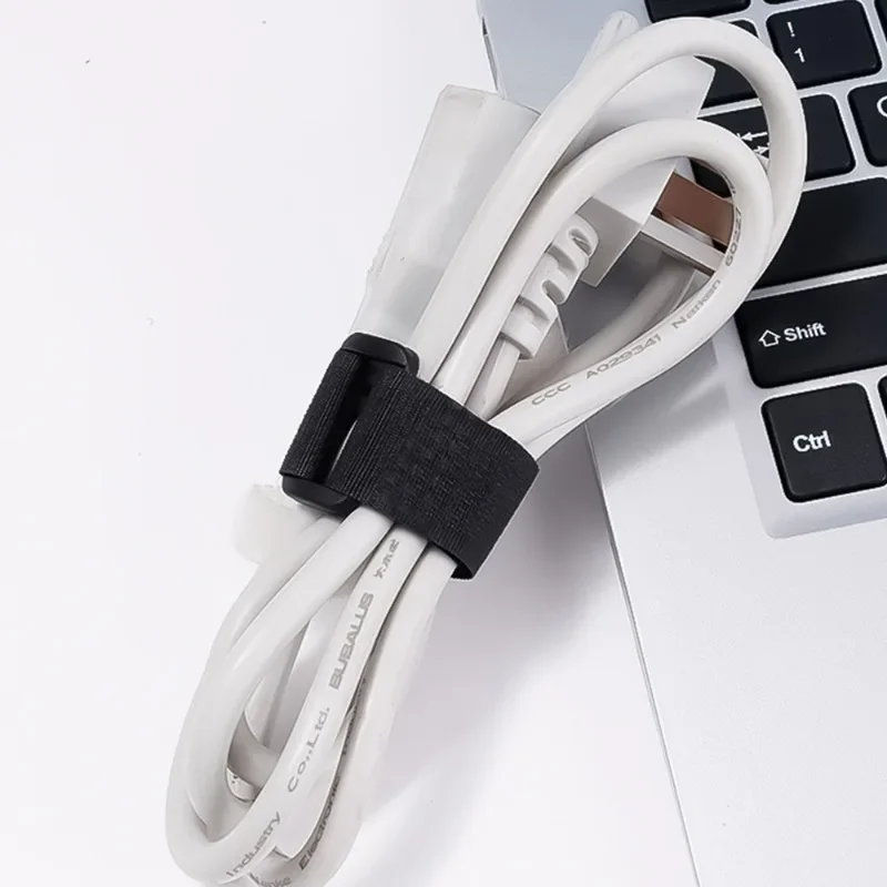 10/5Meter Cable Ties Reusable Self Adhesive Loop Bundle with Buckle Black Strap Fastener Earphone Mouse Cord Office Organizer