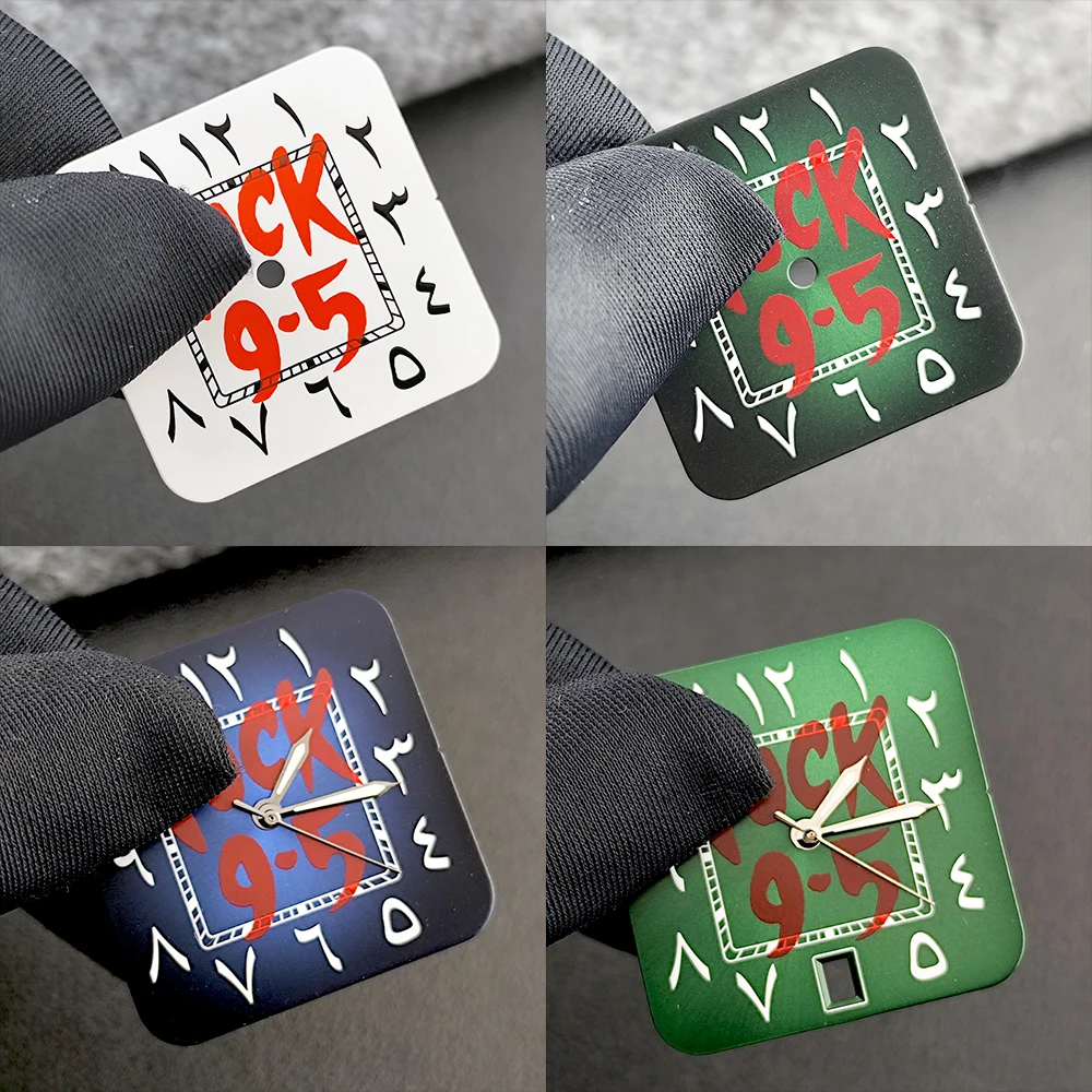 Tarcza Santos NH35, cyfry arabskie 9.5, tarcza 27mm z własnym logo, kwadratowa tarcza pasująca do mechanizmu NH35, akcesoria do zegarków.