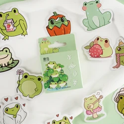 Petit autocollant en papier grenouille fraîche pour enfants, autocollant collant, esthétique, bricolage, décoration, scrapbooking, papeterie, main, fournitures de comptabilité, 46 pièces