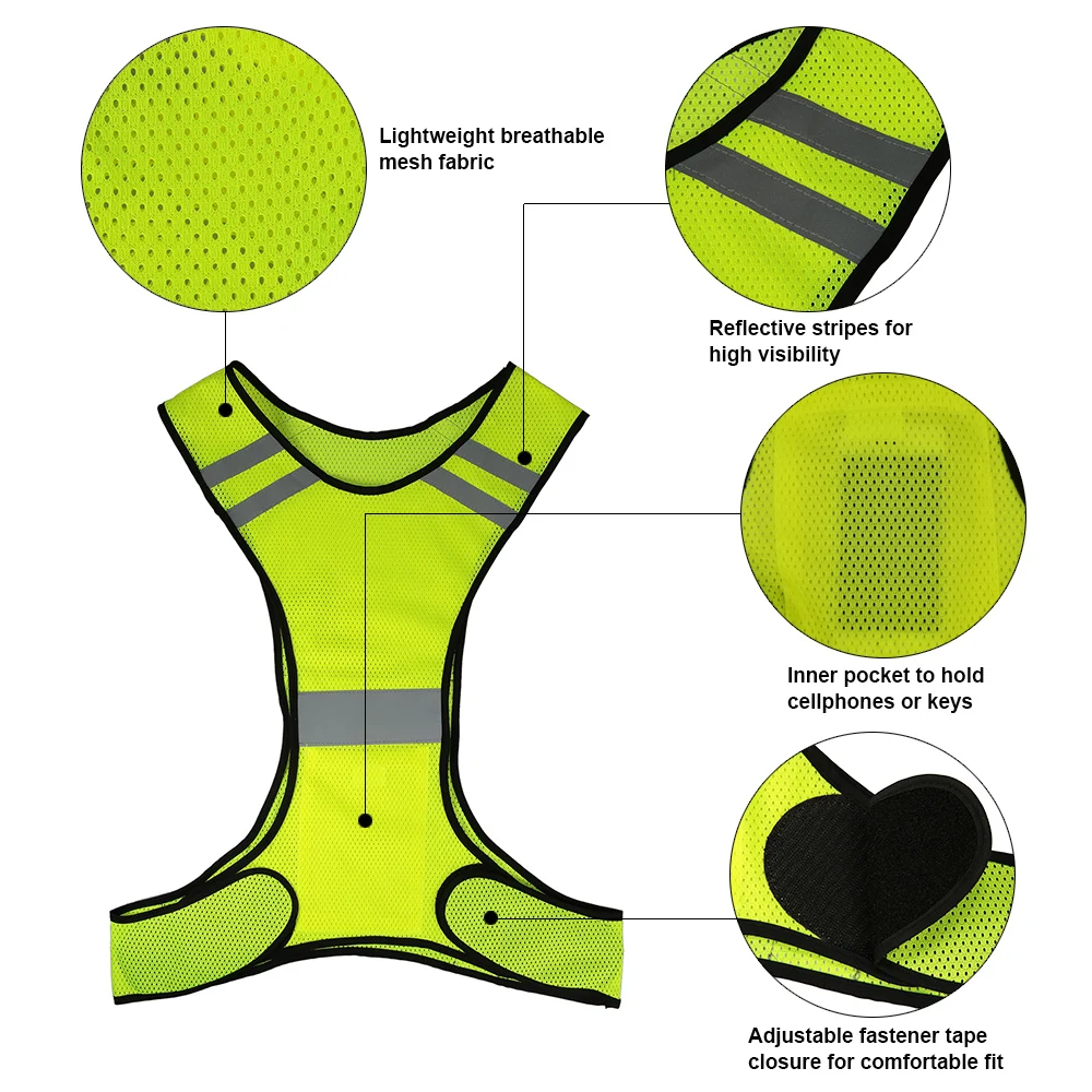 Lightweight Breathable Mesh Reflective Vest High Visibility Safety Vest Gear for Running Walking Cycle Jogging