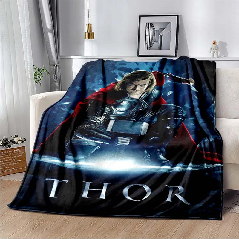 Marvel Superhero Thor Pattern  Room Warm Blanket Comfortable Soft Portable Travel Picnic Blanket Gift for Family or Friends