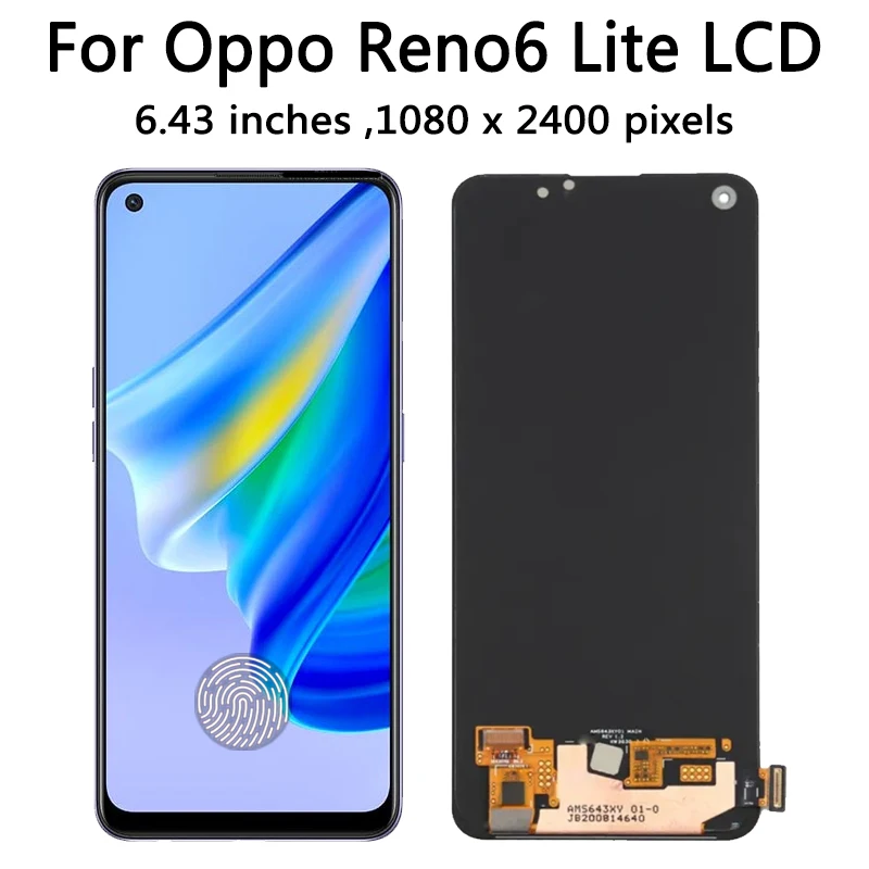 6.43\'\' New AMOLED For Oppo Reno6 Lite CPH2365 LCD Touch Screen Display For OPPO Reno 6 lite 6lite Assembly Display