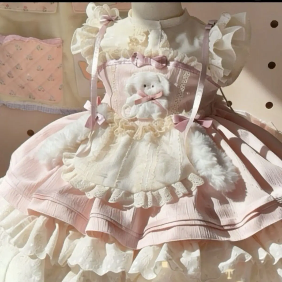 Baby Girl Summer Pink Sweet Cute Sweet Lolita Lace Princess Gauze Ball Gown Bow Lace Dress Birthday Party Eid Childen Clothing