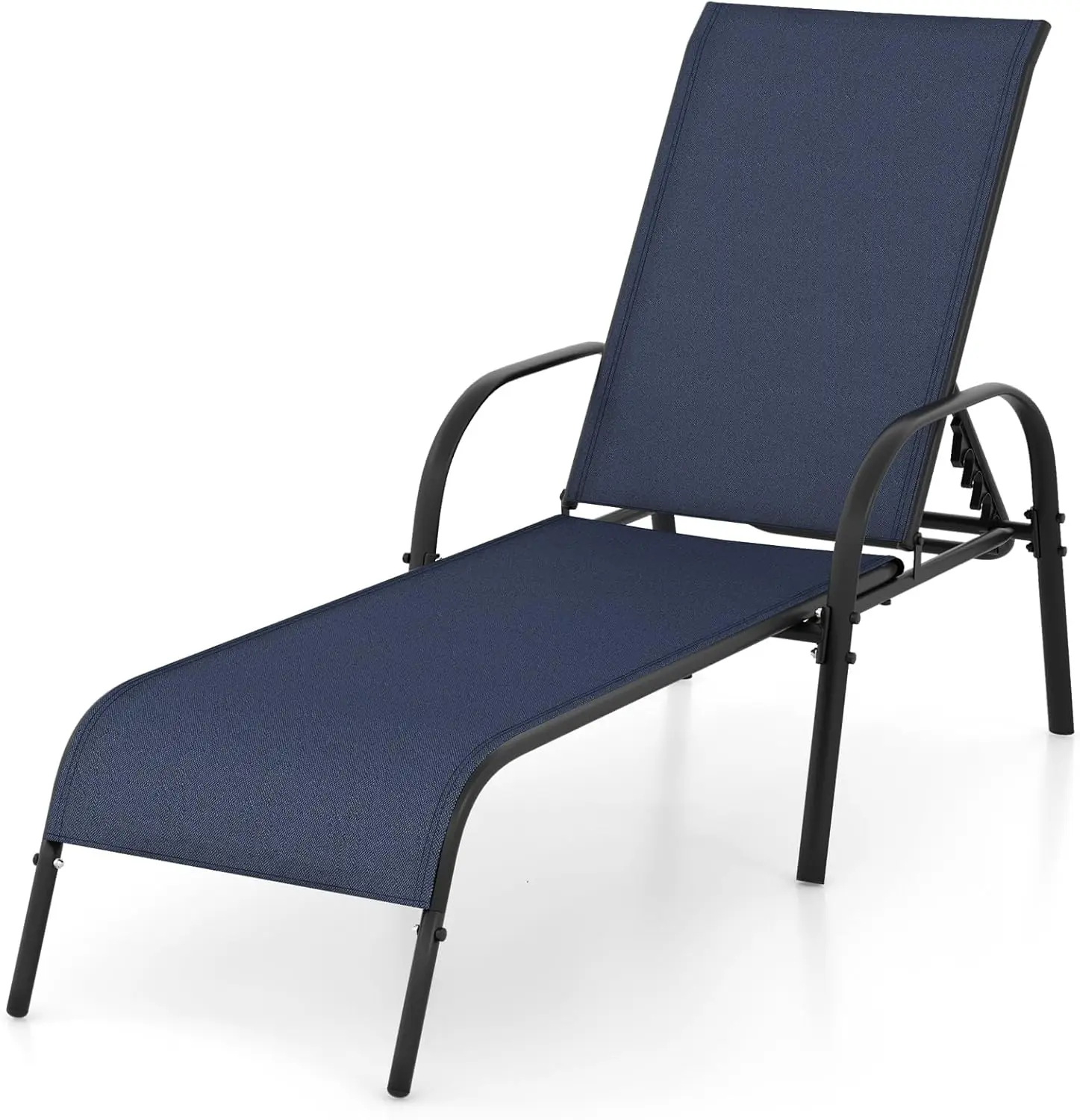 

Кресло для отдыха в патио, шезлонг для отдыха на открытом воздухе с 5-мя регулируемыми спинками, прочный стальной каркас, кресло для загара, кресло для загара