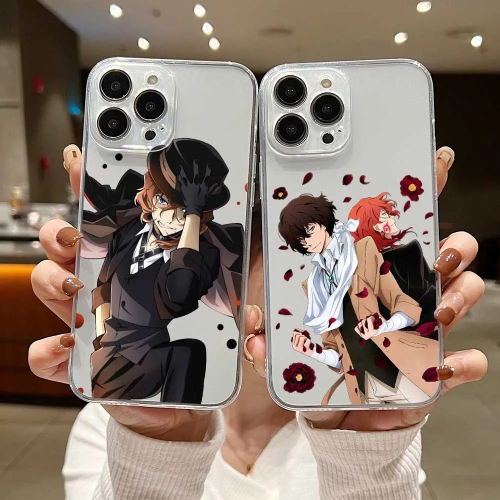 Anime Bungou Stray Dogs Dazai Osamu Phone Case For iphone 15 11 14 13 12 Pro Max X XR 6 7 8 Plus Soft Silicone Transparent Capa