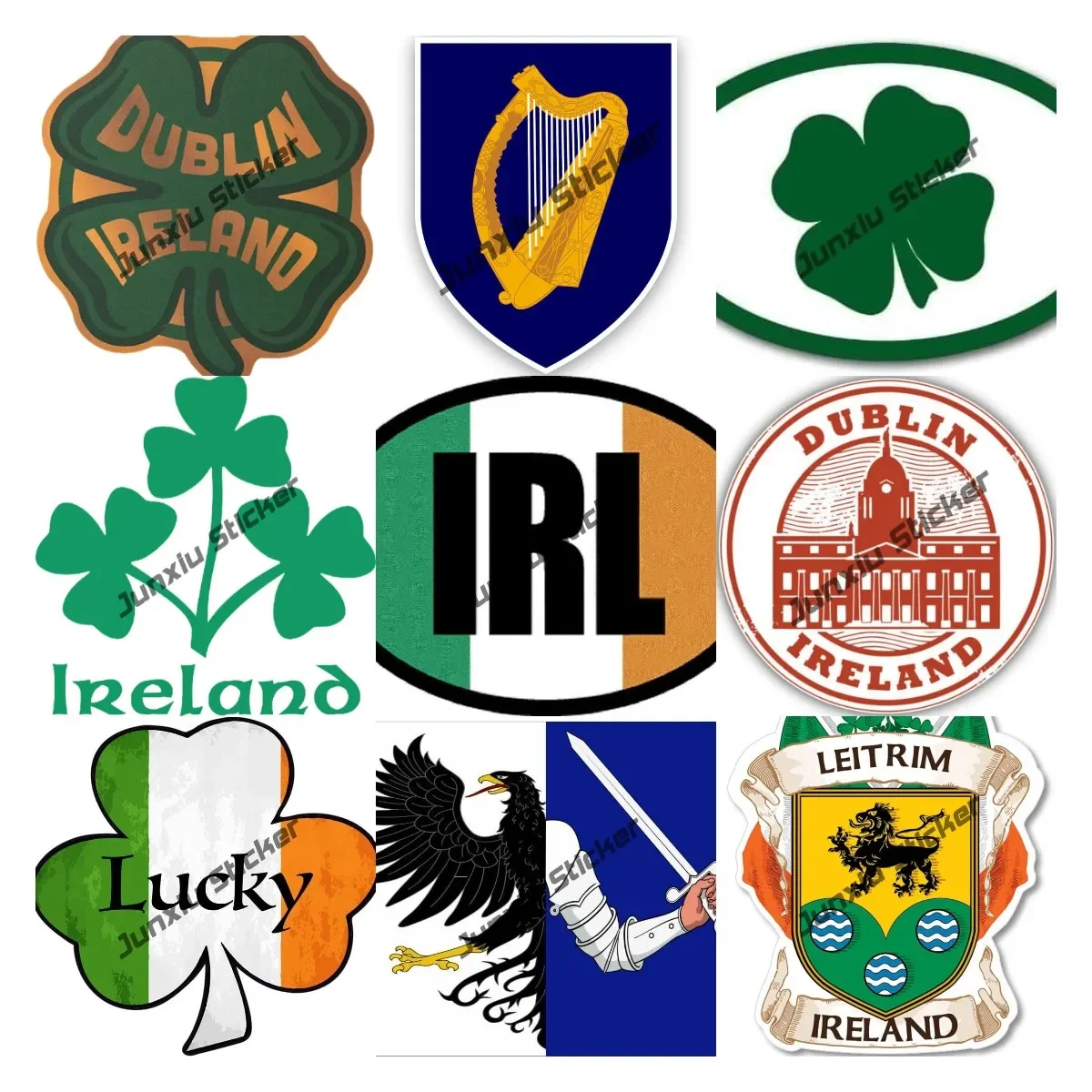 

Irish Shield Decal Lucky Shamrock Decal Irish Dublin Stamp City Shield Travel Patriotism Sticker for Cars Bumper Laptops Decor