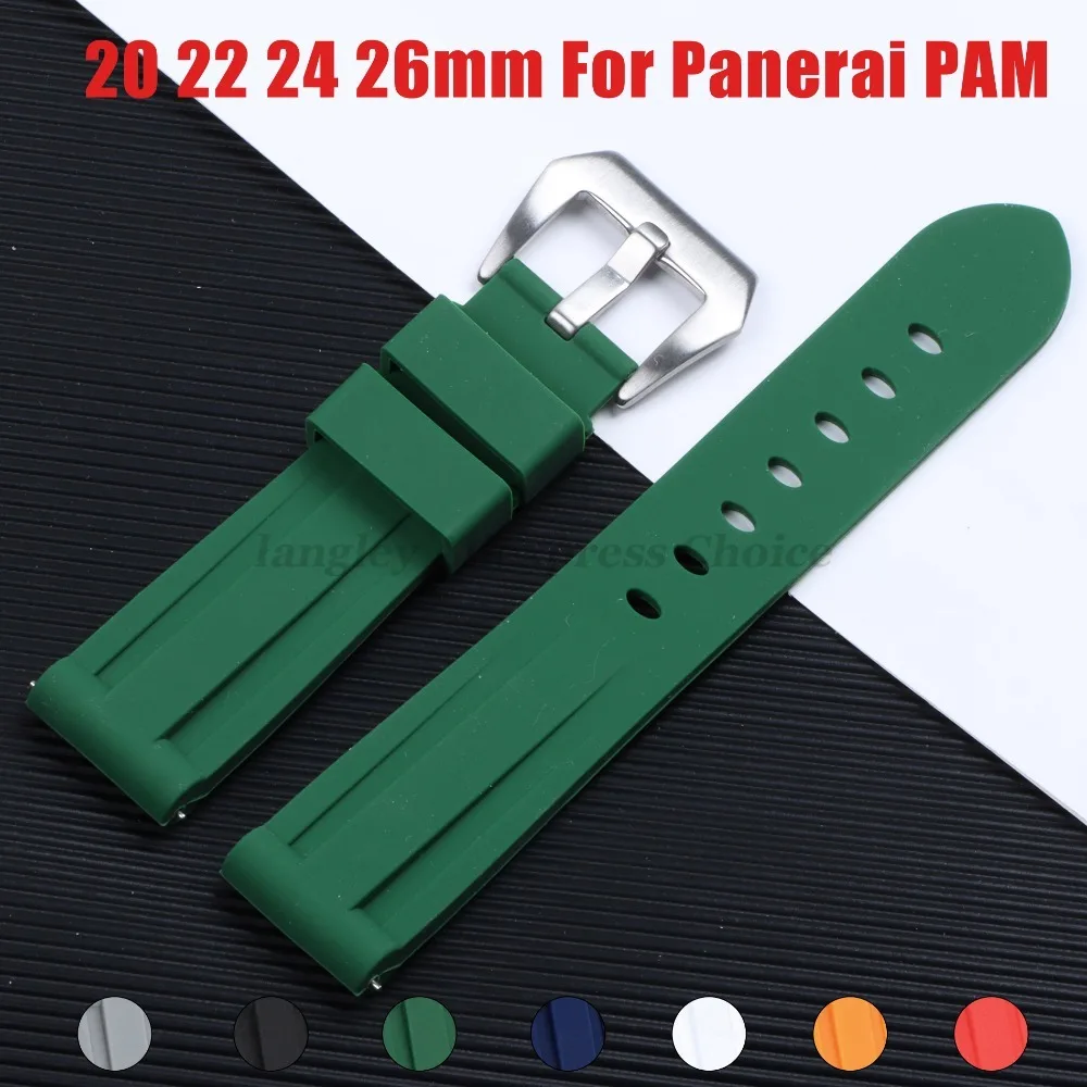 20mm 22mm 24mm 26mm Rubber Silicone Strap for Panerai PAM for Casio Men Women Sport Bracelets Watch Band Replacement Wristbelt