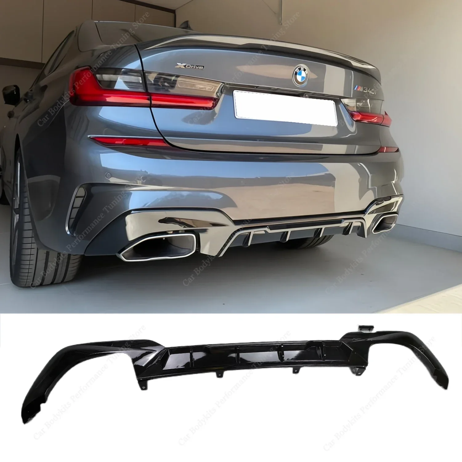 

Gloss Black MP Style Rear Diffuser Rear Bumper Lip Splitter For Bmw G20 G21 M340i M340d 2019-2022 Pre-Lci Bodykits Tuning