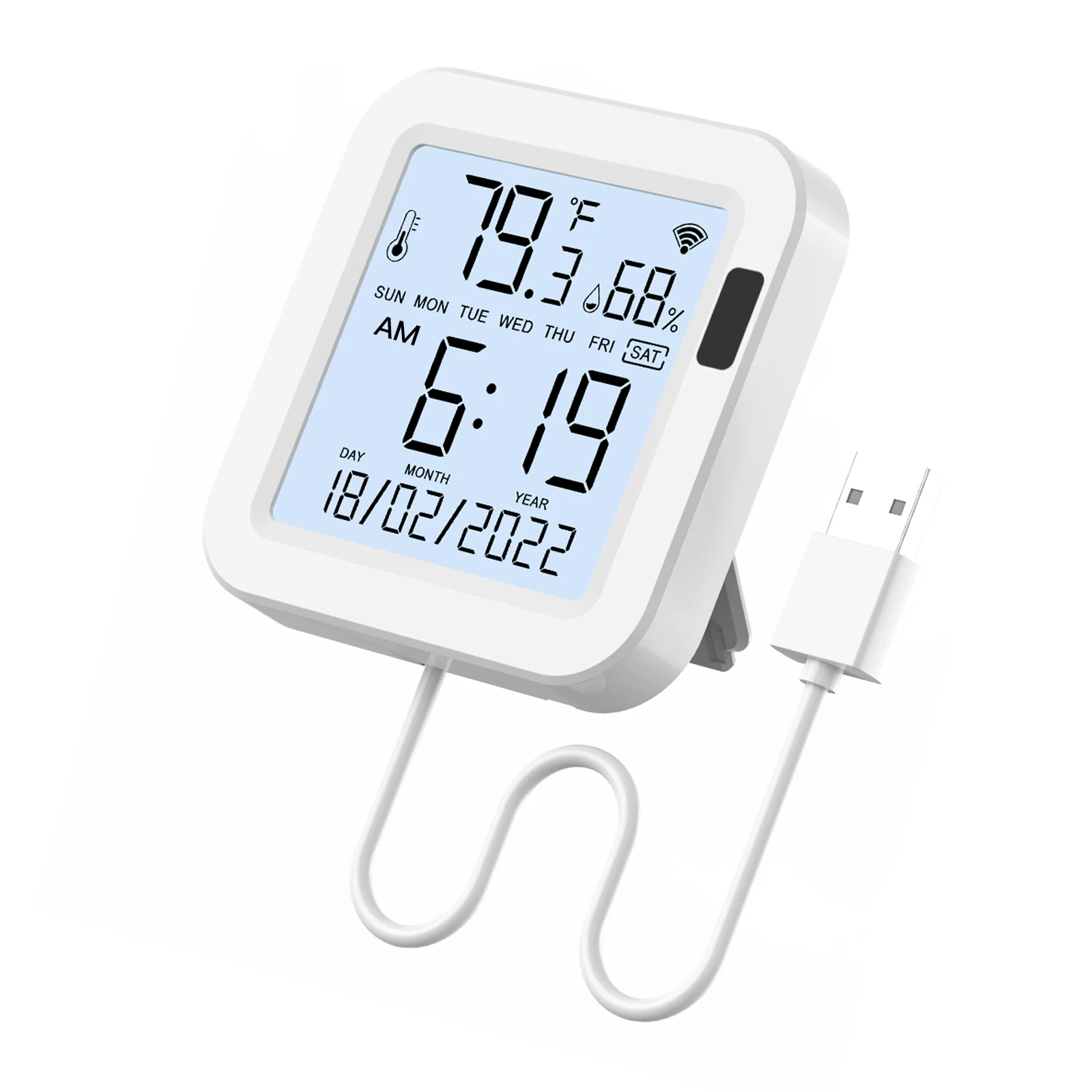 WiFi Smart Temperature and Humidity Sensor, with LCD Screen Infrared Induction Backlight Smart Life Application Remote Control