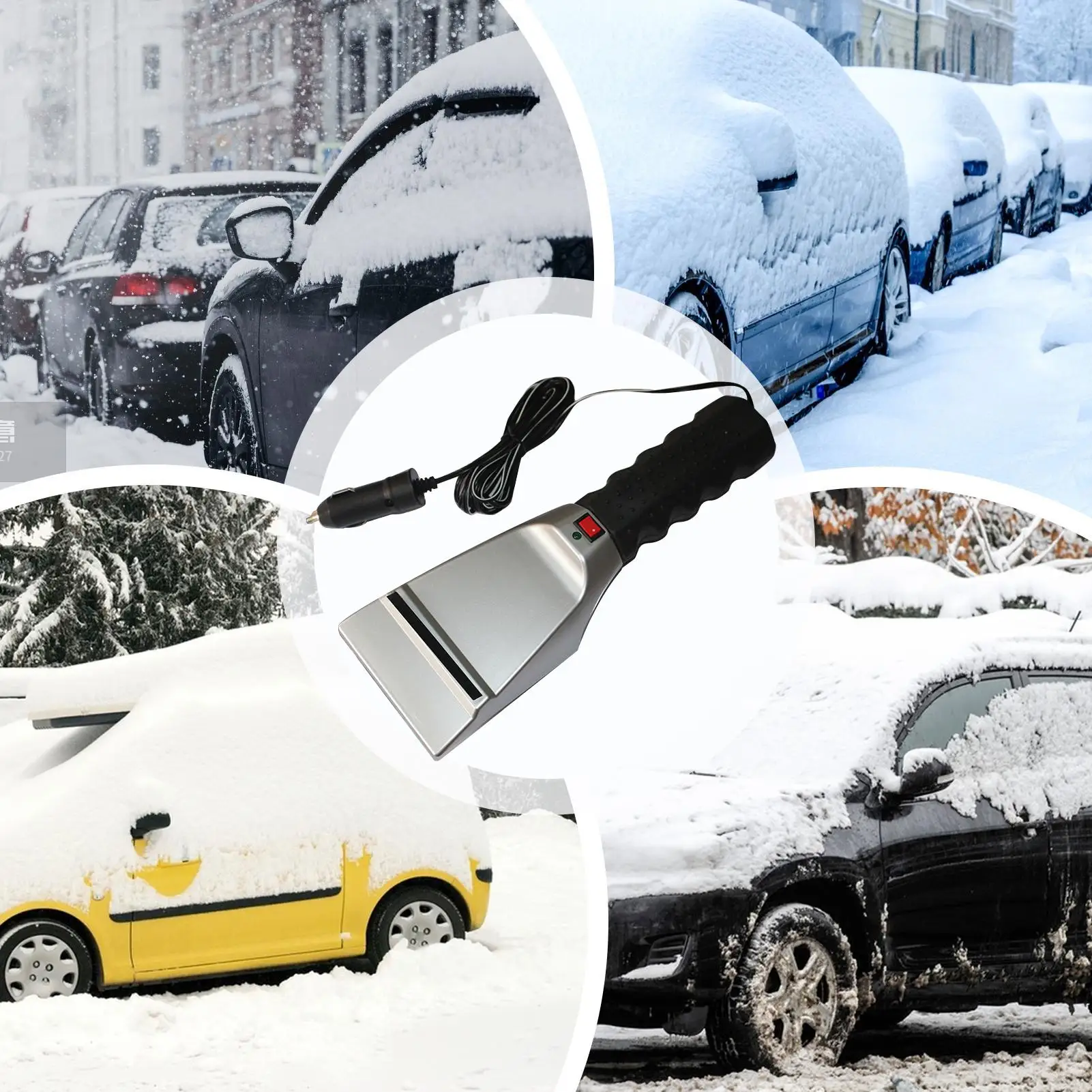 

Электрический скребок для льда с подогревом для автомобильных стекол, эргономичная рукоятка, инструмент-лопатка с кабелем 2,7 м, для легковых автомобилей и внедорожников