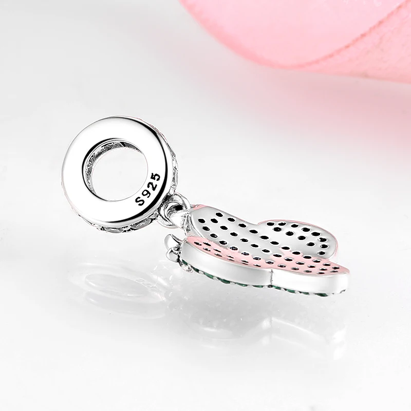 925 Sterling Silver Desert Cactus Sparkling Green CZ Charms for Jewelry Making Pendants Fit Original Charm Designer Bracelets