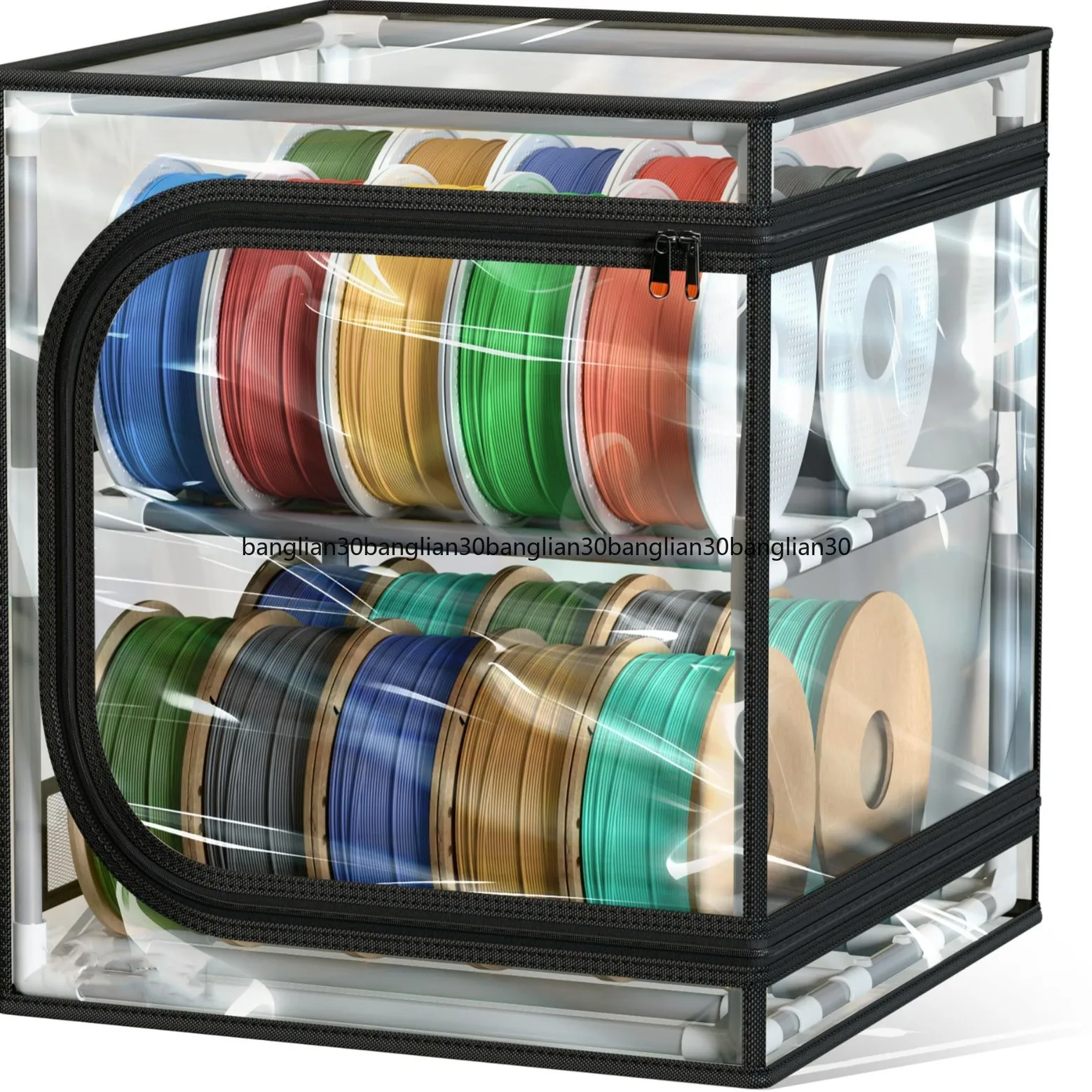 3D Printer Wire Storage Box Two Layer Transparent Cover Wire Storage Rack Holds 20 Rolls of Supplies
