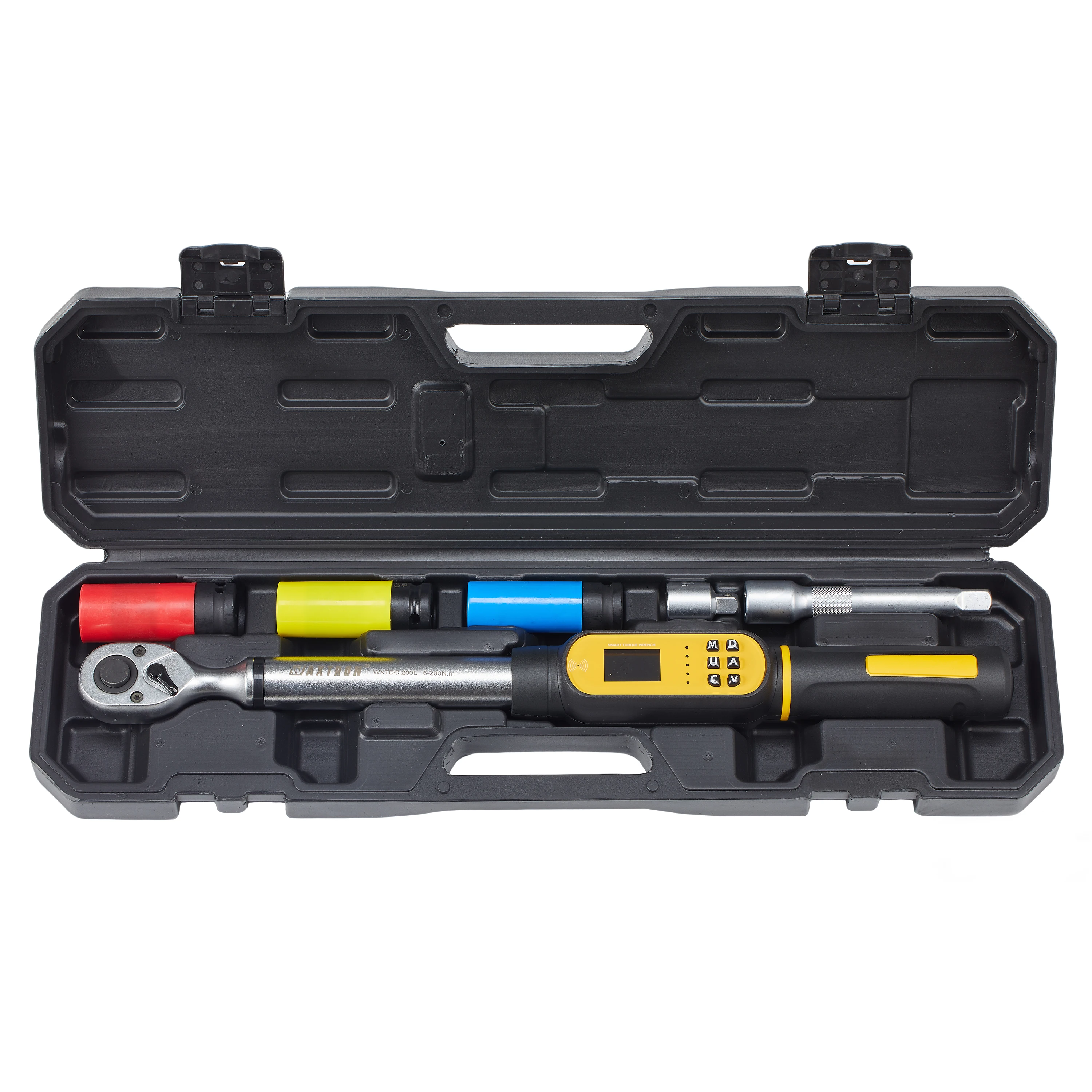 Waxtron Digitale Hoekmomentsleutel 6-delige set 10-200N.m 1/2'' Aandrijving Bandensleutel met Hoek voor Auto Motorfiets Autoreparatie