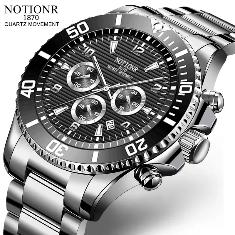 Fashion Mens Watches for Men Sports Waterproof Stainless Steel Quartz Wristwatch Man Business Watch Luminous Clock Montre Homme