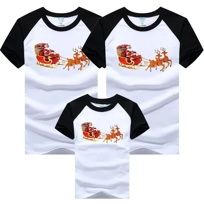 New Year T-shirts for Whole Family Christmas Mom and Daughter Son Dad Matching T-shirts Cotton