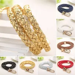 Frauen dünne dünne Vintage weibliche Damen Kleid Cummer bands Pin Schnalle Bund weben Taille Band geflochtenen Gürtel