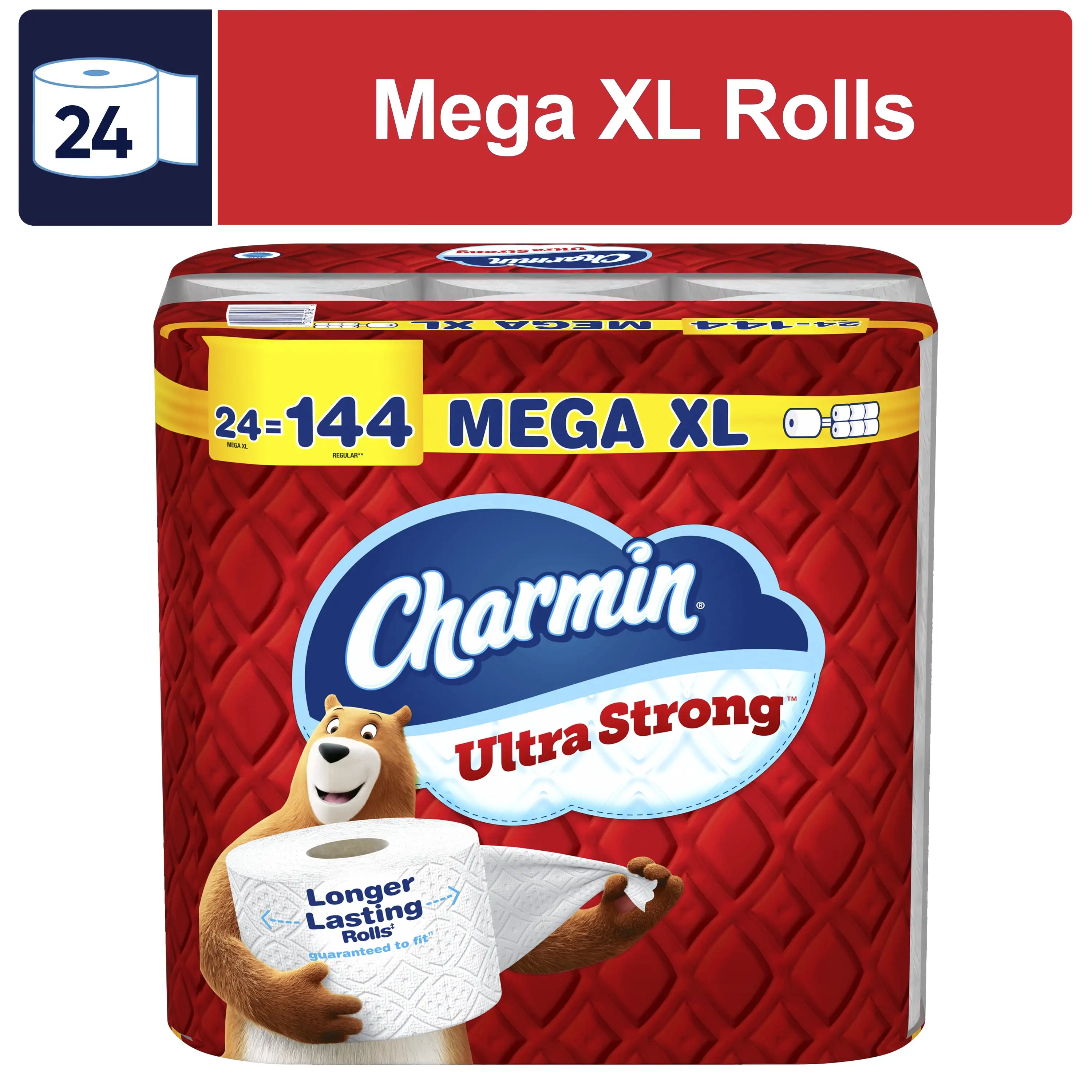 

Ultra Strong Toilet Paper 24 Mega XL Rolls, 330 Sheets Per Roll It's woven like a towel and even cleaner