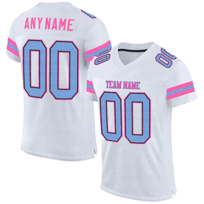 White Jersey Customized Football Jersey for Men Football Short Sleeves Athletic Tee Shirts image 5