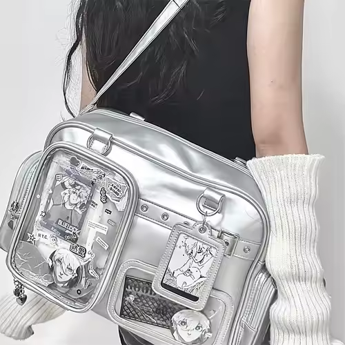Japanese Tote Bag Fashion Concert Shoulder Bag Student Backpack Transparent Multi-pocket Messenger Bag Zipper Storage Pain Bag - Image 4