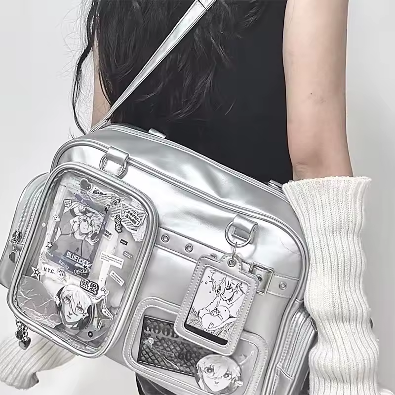 Japanese Tote Bag Fashion Concert Shoulder Bag Student Backpack Transparent Multi-pocket Messenger Bag Zipper Storage Pain Bag - Image 4