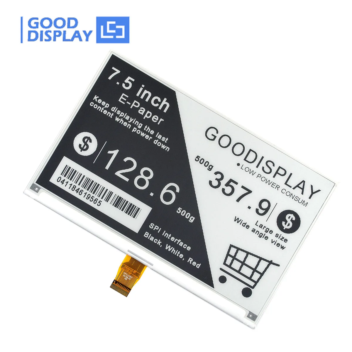 Goodisplay-eペーパースクリーンモジュール、4グレースケールe-inkディスプレイ、0.34sリフレッシュspiインターフェース、gdey075t7、7.5\