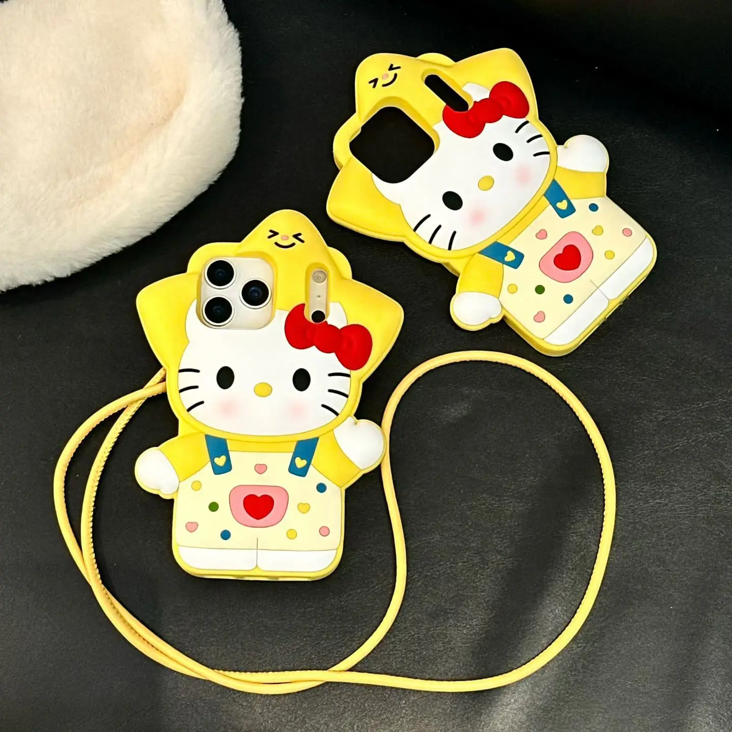 

New Hello Kitty Cute 3D Rope For iPhone 17 For iPhone 16 Suitable 14/15 Pro Max Phone Case 13 Girl Gift