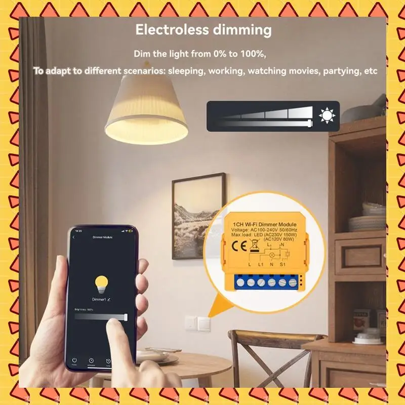 

A008 Tuya Wifi Dimmer Switch Module Smart Home DIY Breaker Supports Control Supports Voice Control APP Control 1 Way