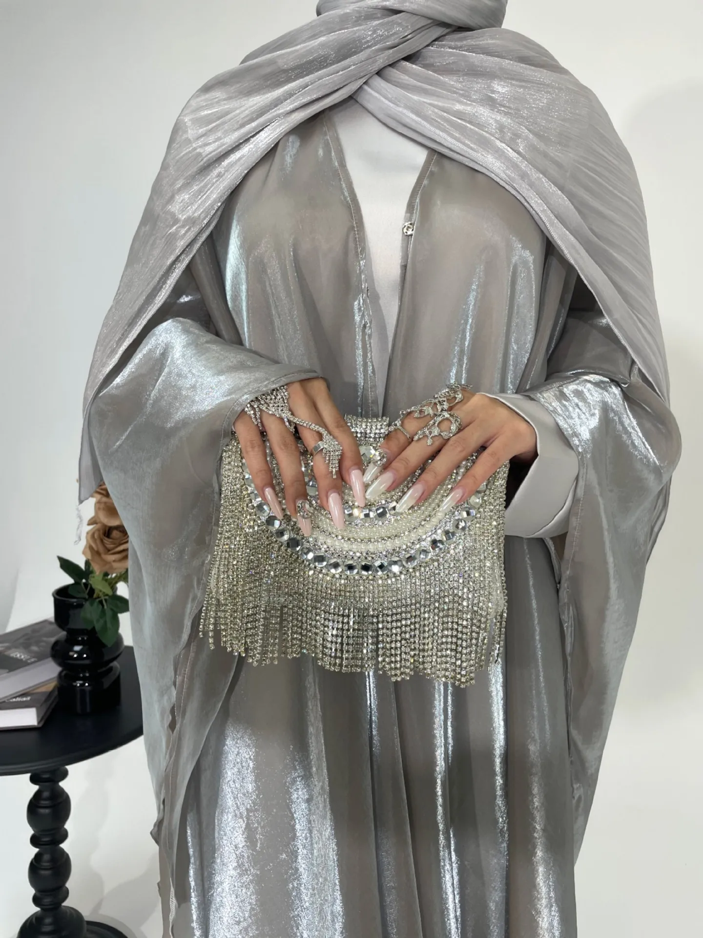 Muslimischen 2025 Neue Mode frauen Einfarbig Elegante Casual Trendy Lose 2 Stück Sets Langarm Strickjacke Mantel Innen kleider