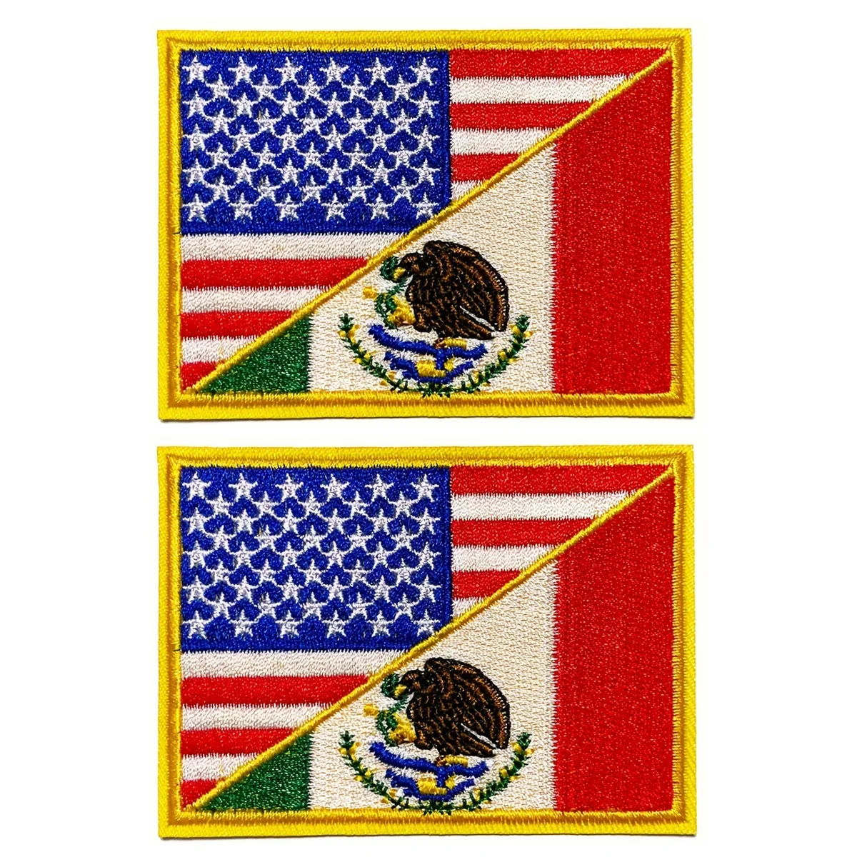 2pcs USA & Mexico Combined Flag Patch, Embroidered Dual-Nation Applique, Iron On/Sew On Emblem