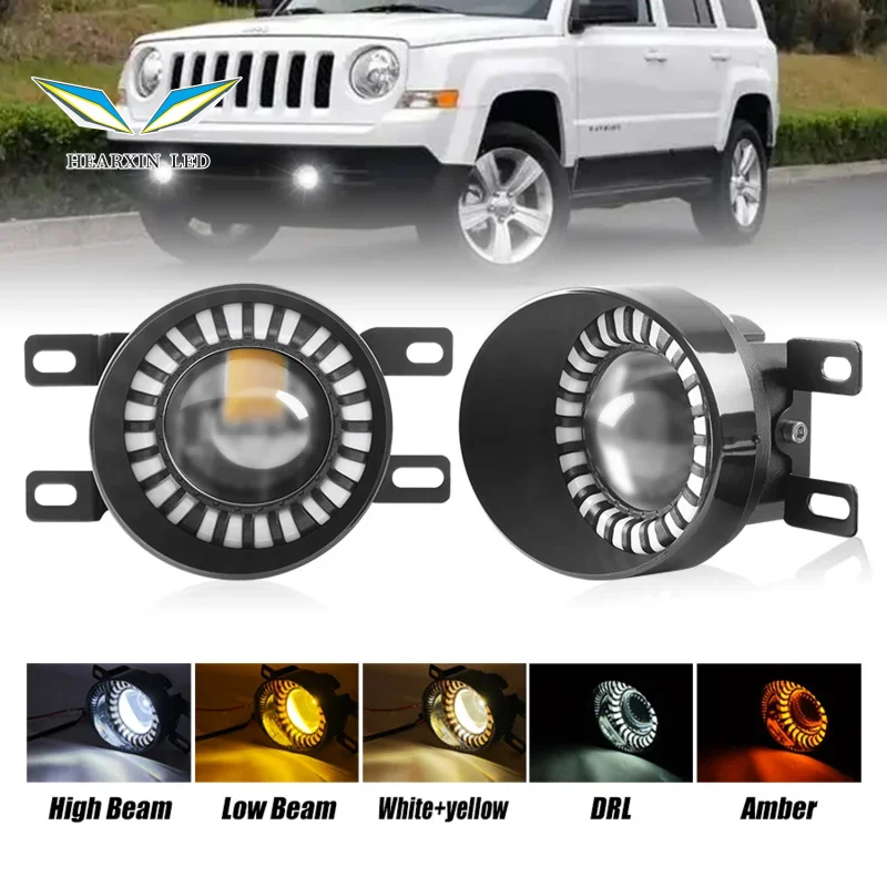 

White Amber DRL LED Fog Lights 3 inch Lens Projector LED Headlight Driving Running Signal Lamp Lens Foglamp Hi/Lo Beam Spotlight
