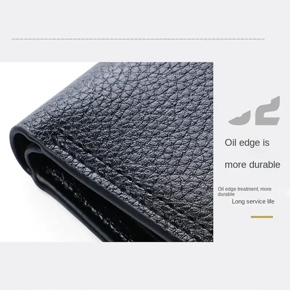 Business Waterproof Two Fold Purse Soft Multi-position Male Zipper Coin Pocket Contracted Solid Color Card Wallet Card Holder