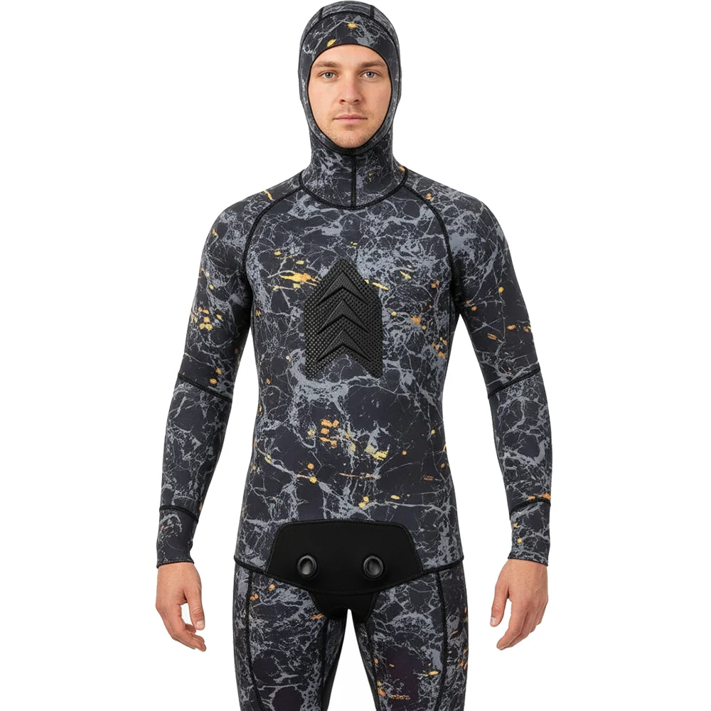 

Камуфляжный неопреновый гидрокостюм 3 мм, комплект из 2 предметов, противоударный, гидрокостюм для холодной воды, купальник для подводной охоты, подводного плавания и фридайвинга