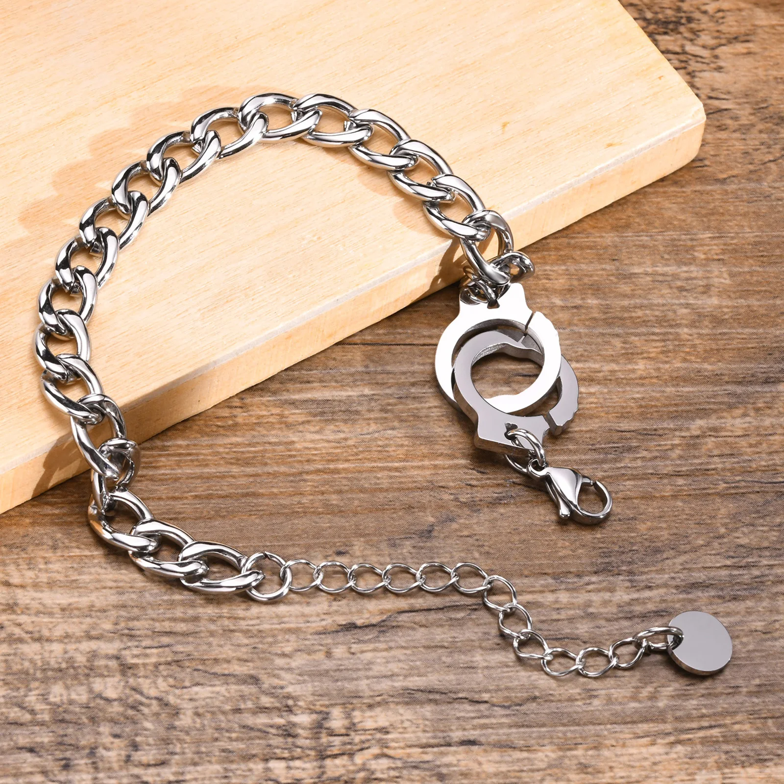 Handcuff Bracelet Men, Chunky Curb Chain Bracelets , Stainless Steel Stacking Jewellery
