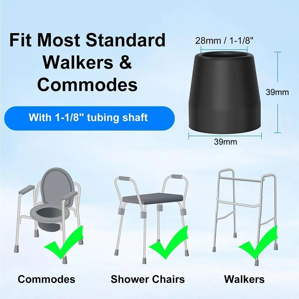New Rubber Shower Chair Leg Caps Heavy Duty 28mm Replacement Caps Feet Grey Black Non Slip Tips Bath Seat Stools image 6