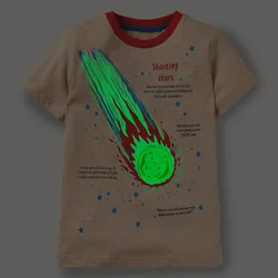 SAILEROAD 2024 New Summer T Shirt Cotton Short Sleeve Cartoon Planet Luminous T-shirts Kids Tee Girl Tops Boys Children Clothes