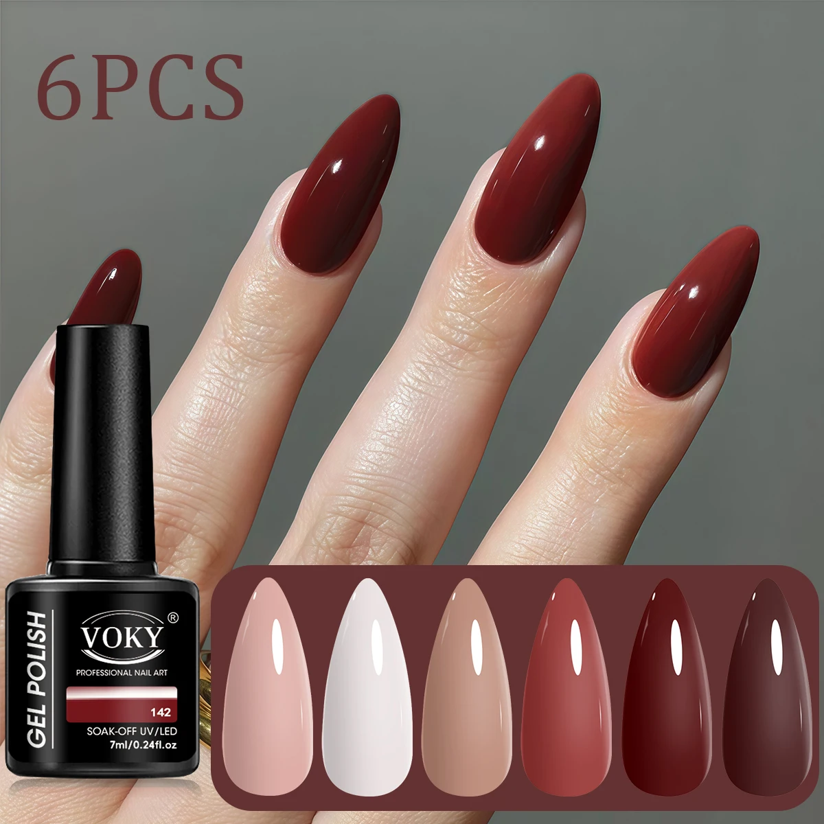 مجموعة طلاء أظافر جل بستة ألوان - تركيبة طويلة الأمد ومضادة للتقشير والتي يمكن إزالتها عن طريق التغطيب - مناسبة للمنزل الاحتفالي