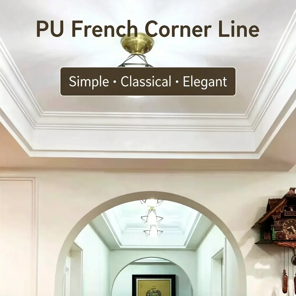18 PCS PU Imitation Gypsum Ceiling Corner Moulding  Line Shockproof Anti-Crack Polyurethane Trim for Living Room Bedroom Ceiling