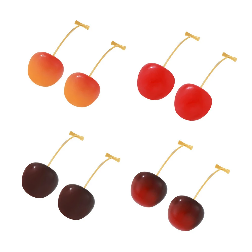 

Hot sale Minimalist Design 18k Gold Plated Stainless Steel Resin Cherry Long Drop Earrings Jewelry