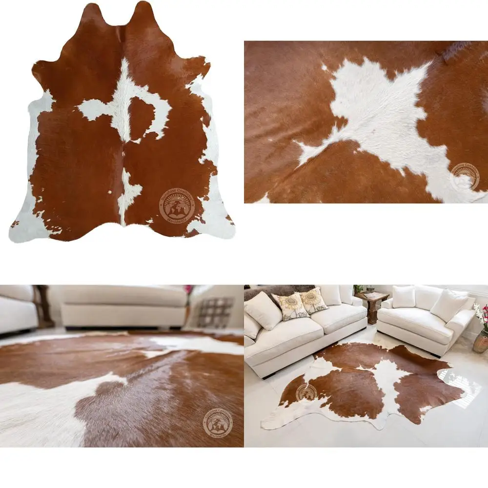 

Authentic Brown and White Cowhide Rugs - Modern Animal Skin Floor Coverings for Living Spaces and Bedrooms