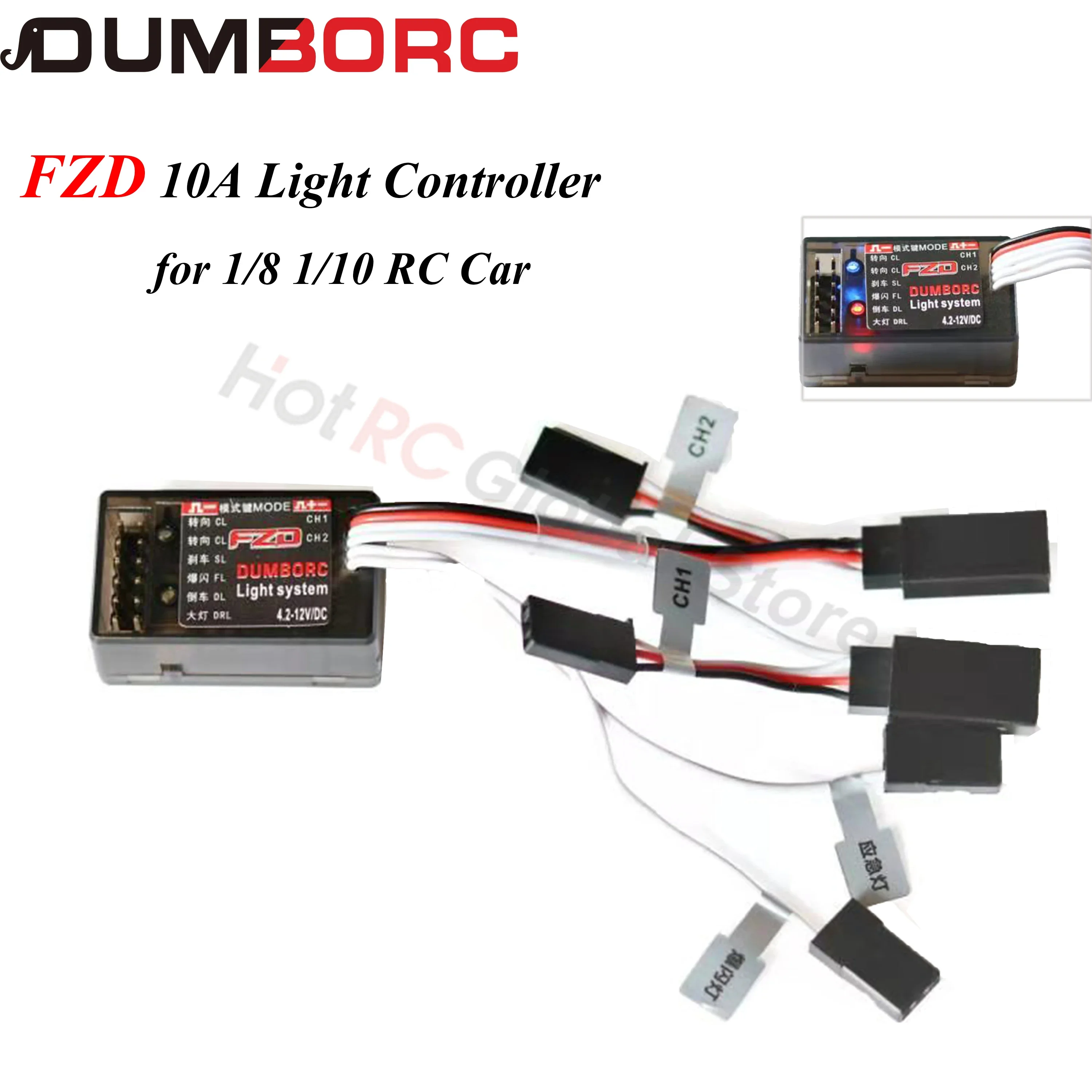 

DUMBORC FZD Light System 10A LED Controller for 1/10 1/8 RC Model Car Truck Boat Airplane Drift HSP TAMIYA CC01 4WD Axial SCX10