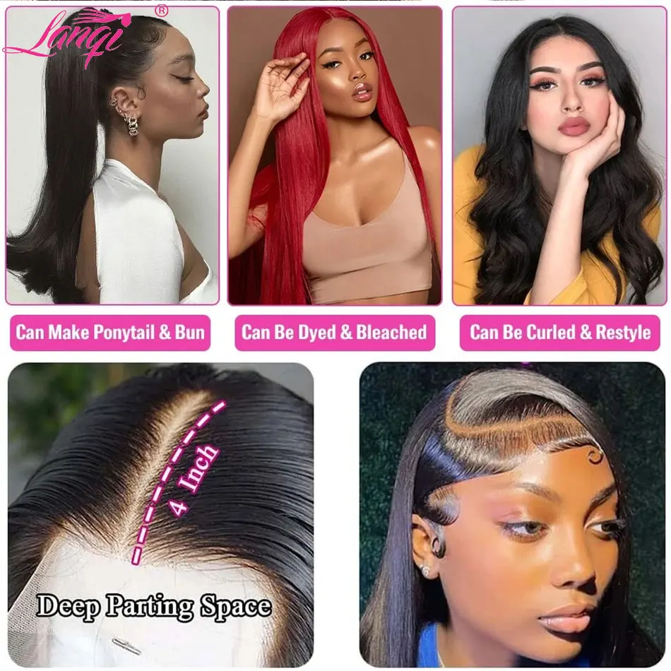 Human Hair Lace Frontal Wig Real Bleached Small Knots Human Hair Wigs Brazilian Remy Straight 13X4 Transparent Lace Front Wigs