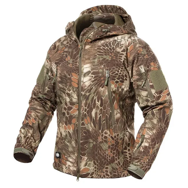 Waterproof Softshell Fleece Jacket Men Women Tactical Military Coat V.5 Camo Sport Camping Skiing Warm Hooded Stormsuit Outdoor