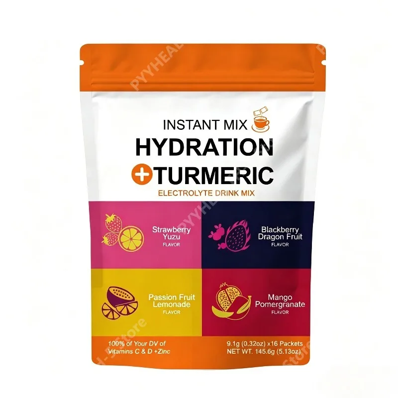 

Электролитный напиток в порошке для восстановления водного баланса с куркумином, витаминами C и D, цинком, 16 пакетиков (1 упаковка, 9,0 г)