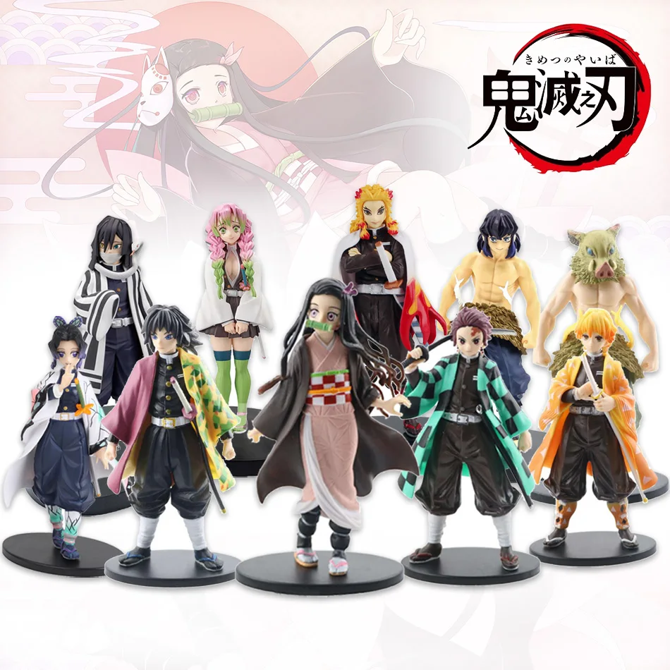 Anime Demon Slayer Figure Kamado Tanjirou Nezuko Action Figures Model Toys Zenitsu Figurine Inosuke Kimetsu No Yaiba Figura