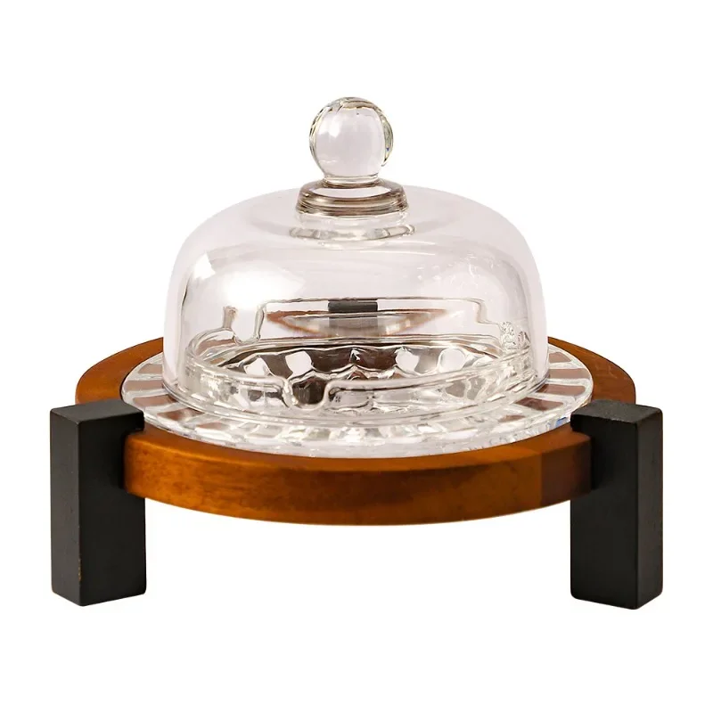 

Light luxury ashtray home living room office high-end sense anti-fly ash cover creative desktop coffee table glass ornament