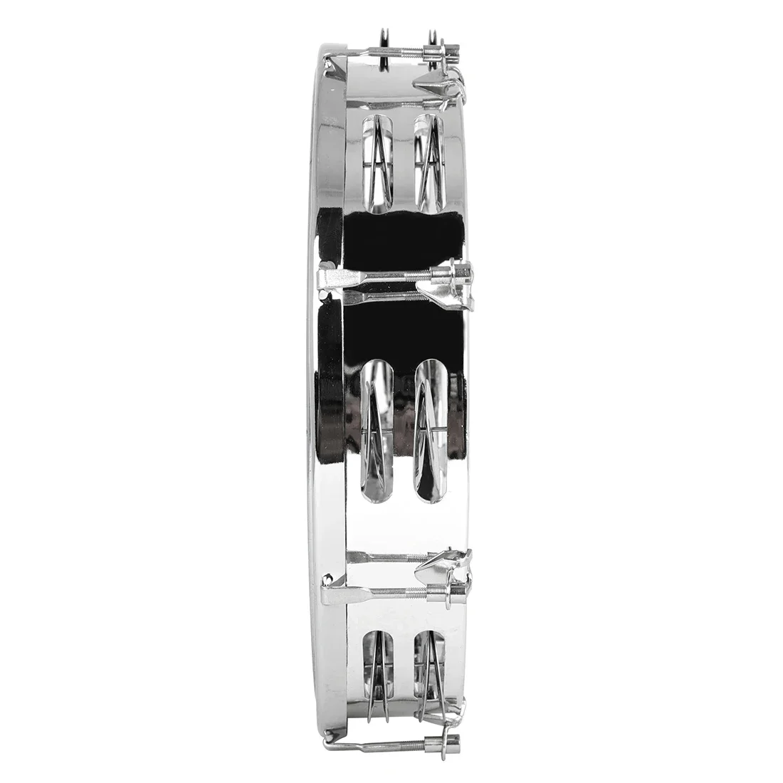 8/10 Inch Self Tuning Tambourine Double Row Hand Cranked Bell Drum with Stainless Steel KTV / Party/ Festival/Celebration