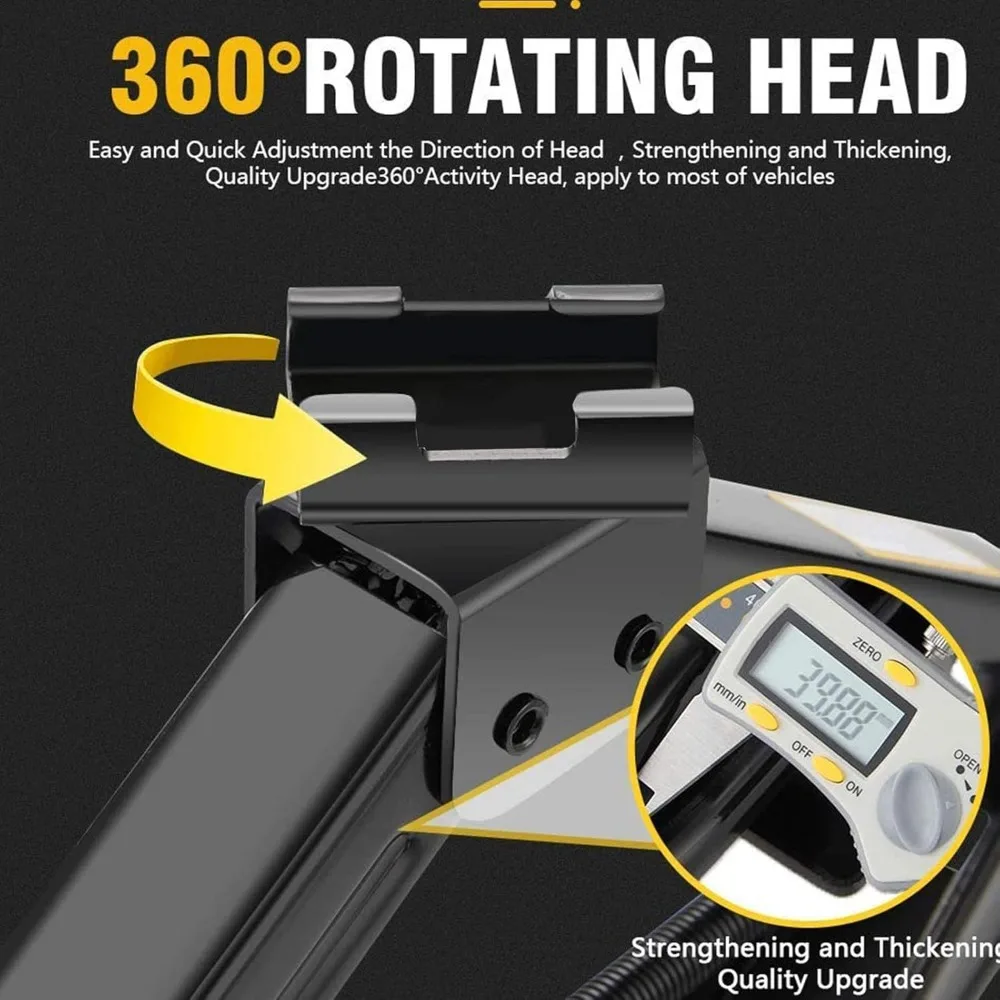 Kit de cric à ciseaux pour voiture de 3,0 tonnes avec manivelle, portable pour SUV et automobile, noir robuste