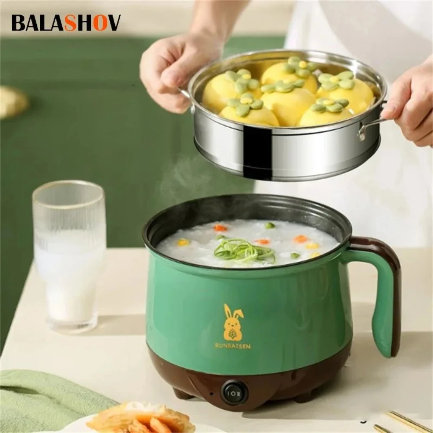 

Mini Cooker 2 People Food Noodle Single/Double Layer Multifunction Non-stick Pan Cooking Machine Kitchen Lunch box electric
