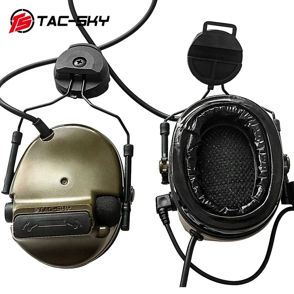 TS TAC-SKY Comtac iii ARC OPS-CORED Rail Helmet Mounted Silicone Earmuffs Noise Canceling Pickup Tactical C3 Headset